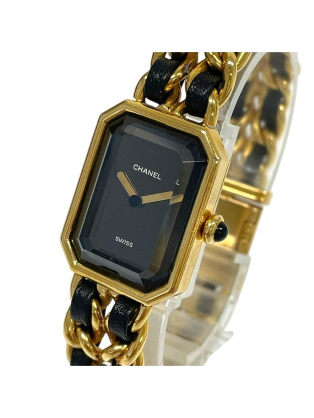 Chanel Premiere L Bracelet Watch Black Dial Gold Colored
